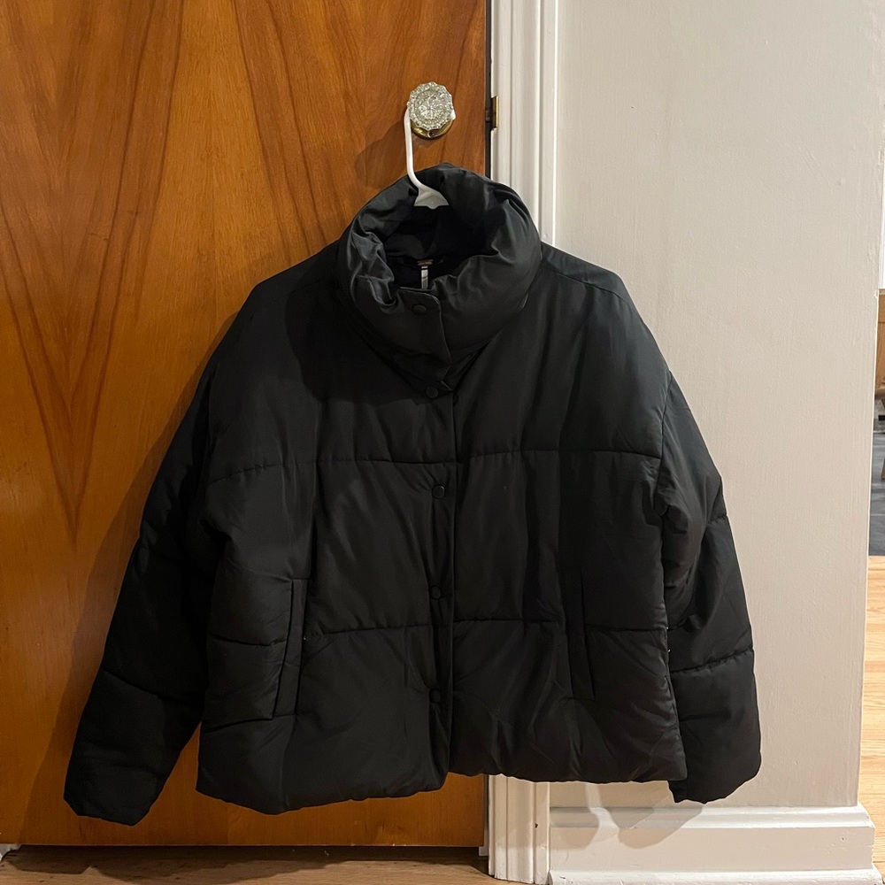 FREE PEOPLE Black Puffer Coat